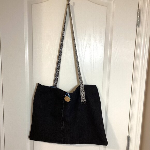 New Handmade Shoulder Crossbody Recycled Denim Bag Fully Lined Hippie, Y2K - Picture 1 of 4